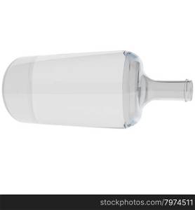 Glass bottle isolated over White, 3d render, square image