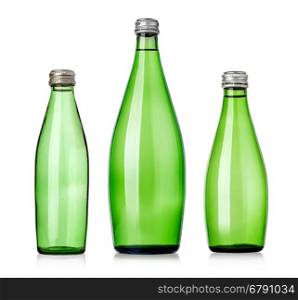 Glass bottle of soda water. Isolated on white background