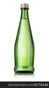 Glass bottle of soda water. Isolated on white background with clipping path