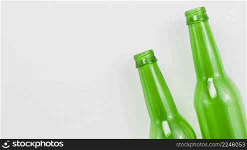 glass bottles grey background