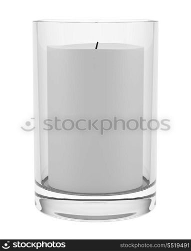 glass candlestick with candle isolated on white background