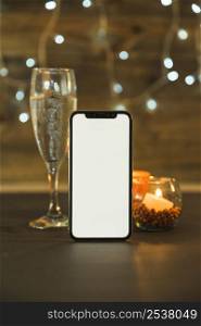 glass champagne with phone table