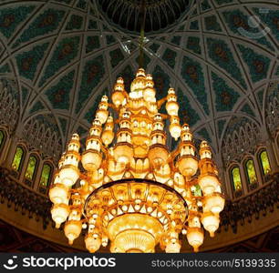 glass chandelier in oman muscat old mosque and the antique