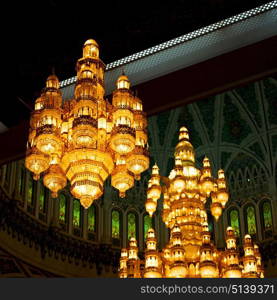 glass chandelier in oman muscat old mosque and the antique