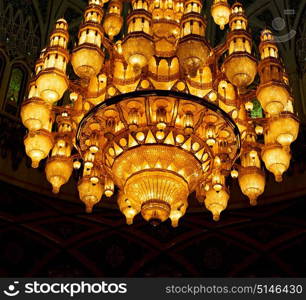 glass chandelier in oman muscat old mosque and the antique