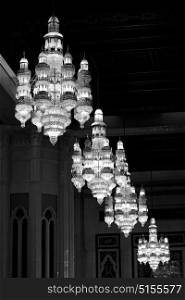 glass chandelier in oman muscat old mosque and the antique