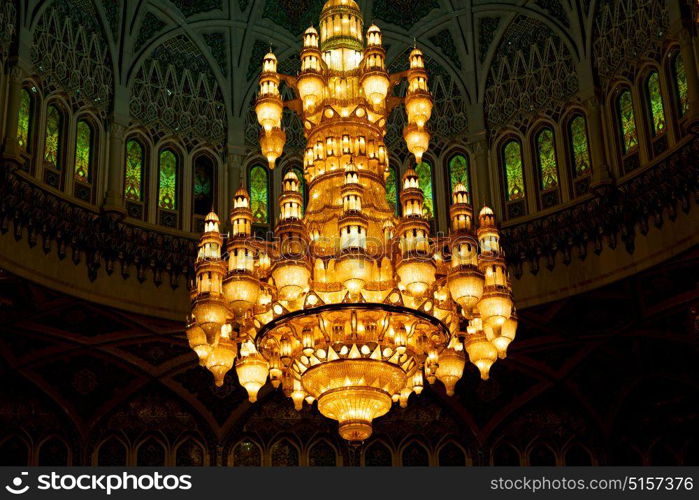 glass chandelier in oman muscat old mosque and the antique