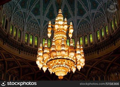 glass chandelier in oman muscat old mosque and the antique