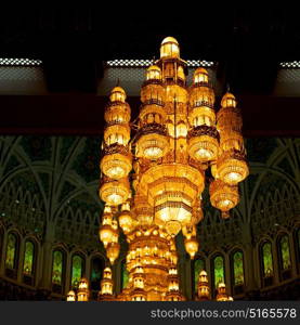 glass chandelier in oman muscat old mosque and the antique