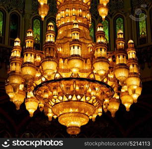 glass chandelier in oman muscat old mosque and the antique