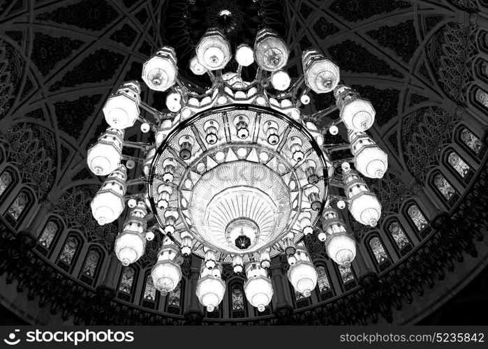 glass chandelier in oman muscat old mosque and the antique