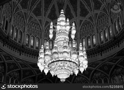 glass chandelier in oman muscat old mosque and the antique