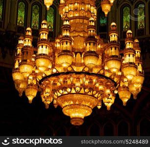 glass chandelier in oman muscat old mosque and the antique