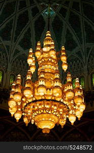 glass chandelier in oman muscat old mosque and the antique