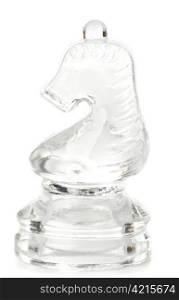 glass chess knight cut out from white background