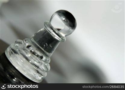 Glass chess piece, close-up