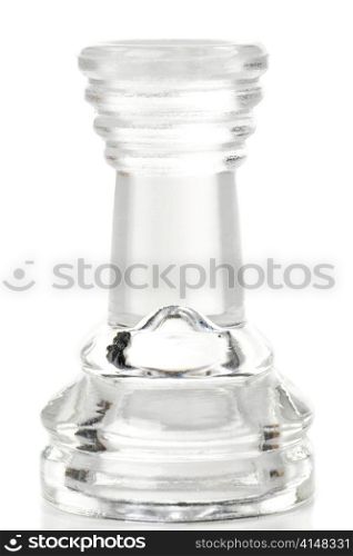 glass chess rook cut out from white background