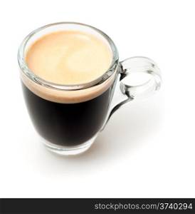 Glass Cup of Espresso Coffee on White Background - Shallow Depth of Field