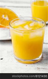 Glass cup with fresh orange juice vitamin. fresh orange juice