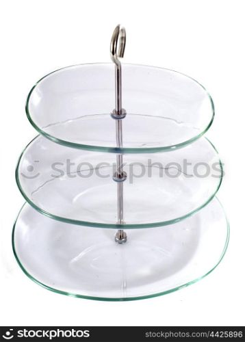 glass dish in front of white background
