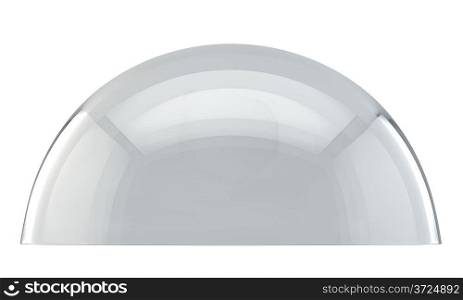 Glass dome side view isolated on white background.