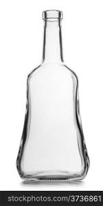 Glass empty bottle isolated on white background