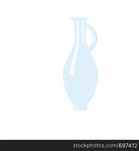 Glass empty flagon with handle. tranparent icy-white decanter on white background. Flask for juice, wine, beer, spirits, oil, alcohol, jar, beverages. Pitcher. print, poster label tag copy space. Glass empty flagon with handle. tranparent icy-white decanter on white background. Flask for juice, wine, beer, spirits, oil, alcohol,