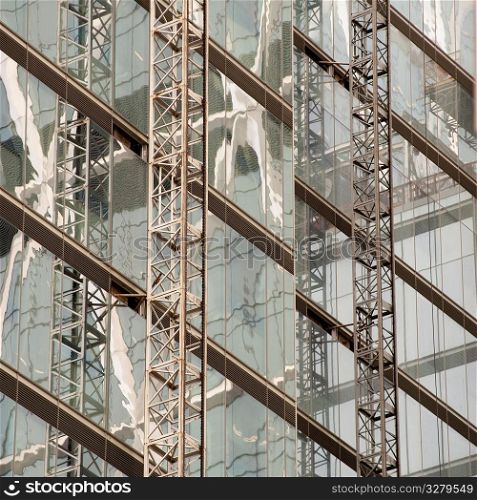 Glass exterior of a building in Manhattan, New York City, U.S.A.