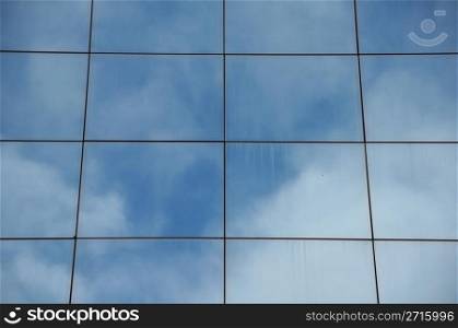 Glass facade of modern building. Architectural detail.