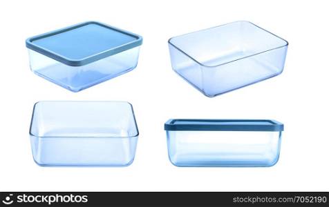 glass food container isolated on white background, with clipping path