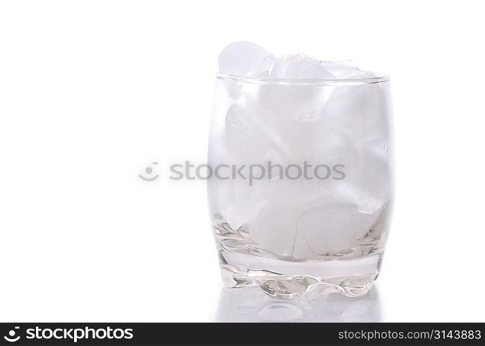 glass full with ice isolated on white