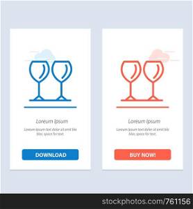 Glass, Glasses, Drink, Hotel Blue and Red Download and Buy Now web Widget Card Template