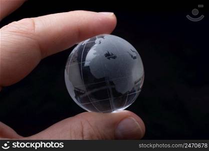 Glass globe for environment and conservation. Global business or education  concepts