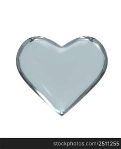 Glass Heart icon isolated on white background. 3D illustration.