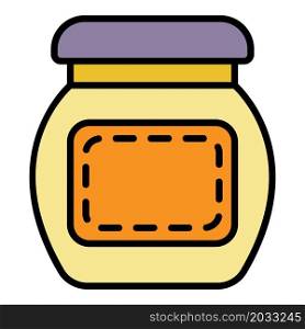 Glass jam jar icon. Outline glass jam jar vector icon color flat isolated. Glass jam jar icon color outline vector