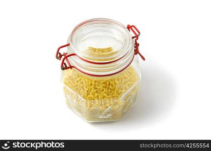 Glass jar of pasta