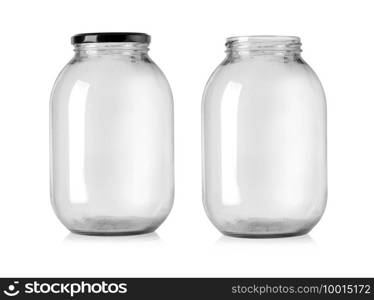  glass jars isolated on white with clipping path