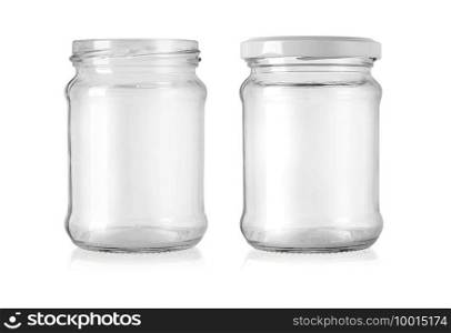 Glass jars isolated on white with clipping path