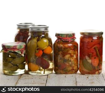 Glass Jars Of Pickled Vegetables