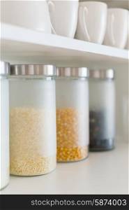 glass jars with grain
