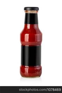 Glass ketchup bottle isolated with clipping path
