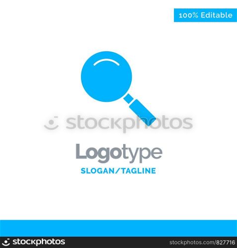 Glass, Look, Magnifying, Search Blue Solid Logo Template. Place for Tagline