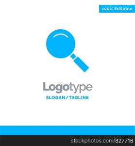Glass, Look, Magnifying, Search Blue Solid Logo Template. Place for Tagline