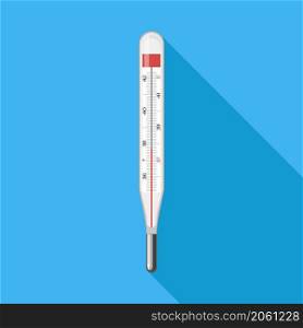 Glass Medical Thermometer Isolated on White Background. Measuring Temperature. Symbol of Medicine.. Glass Medical Thermometer Isolated on White Background. Measuring Temperature. Symbol of Medicine