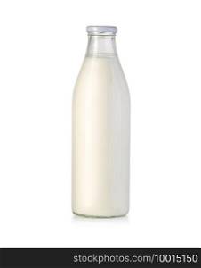 Glass milk bottle isolated on white with clipping path