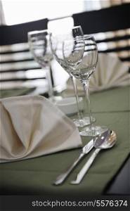 glass object at luxury bright restaurant table