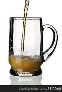 Glass of beer, isolated on a white background.