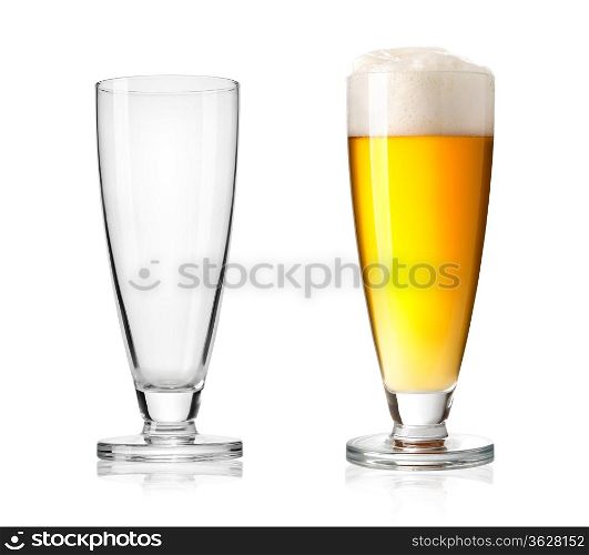 Glass of beer isolated on a white background
