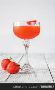 Glass of Bitter Fraise Cocktail made of Chamberyzette