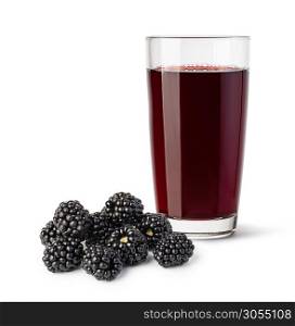 glass of blackberry juice on a white background. glass of blackberry juice